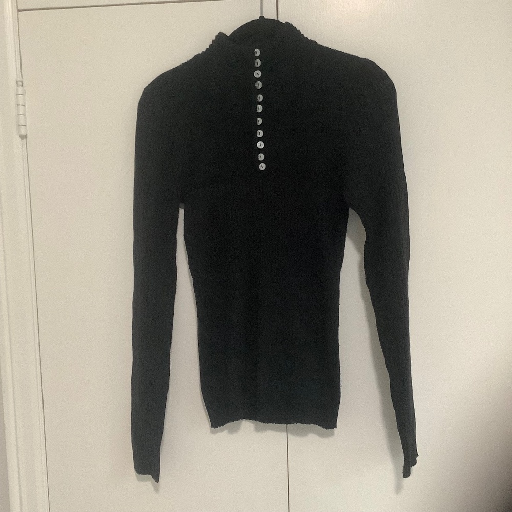 Black Long Sleeve Ribbed Long Sleeve Sweater Size S